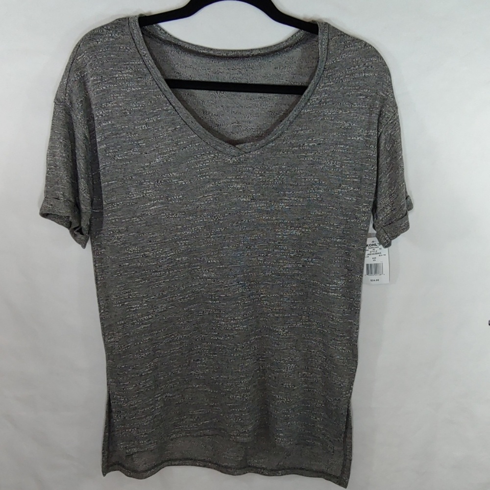 Womens Womans Mudd Pullover V Neck Gray White Soft Size XS